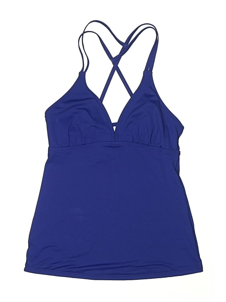 Pre-owned Athleta Swimsuit Top Blue Solid Pattern Swimwear