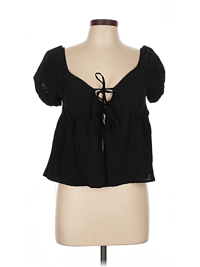 Pre-owned Jolie & Joy Short Sleeve Top Black Sweetheart Neckline Tops