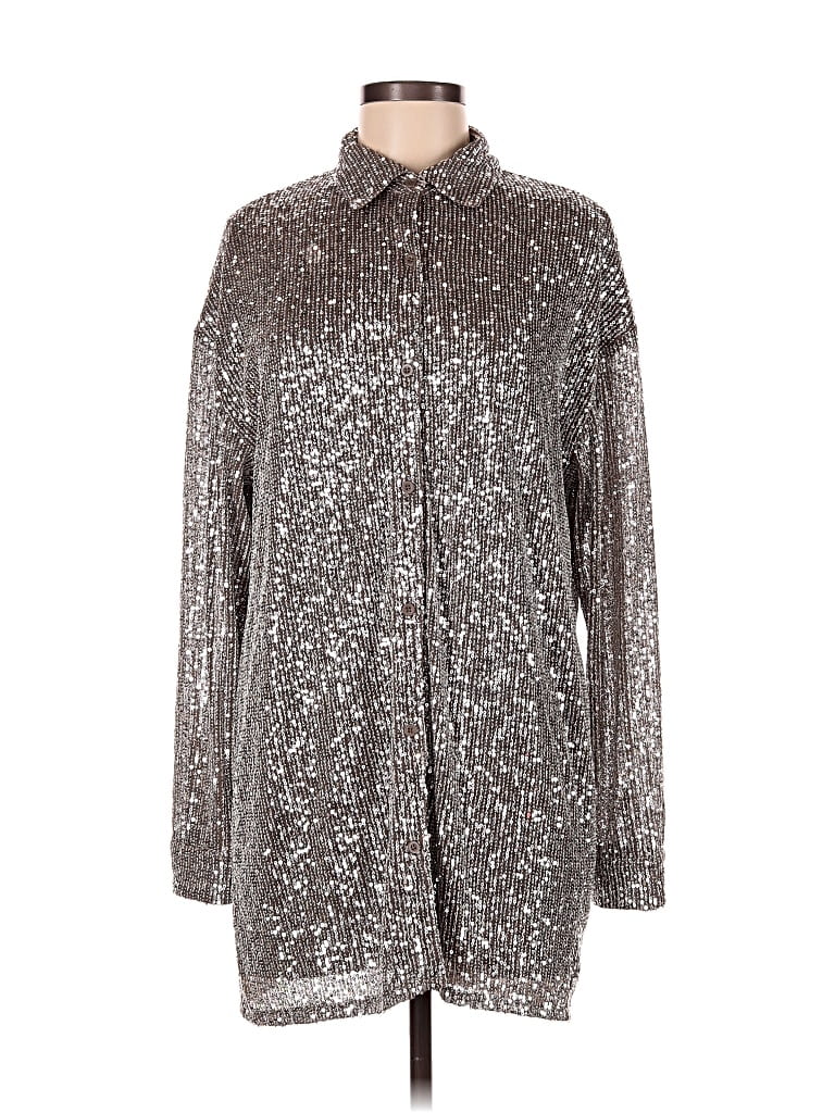 Pre-owned Flat White Casual Dress In Silver