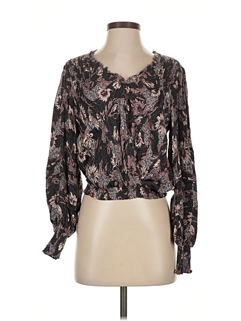 Pre-owned Lucky Brand Long Sleeve Blouse In Black