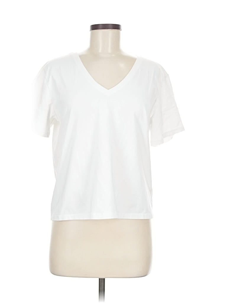Pre-owned Athleta Short Sleeve Top White V Neck Tops