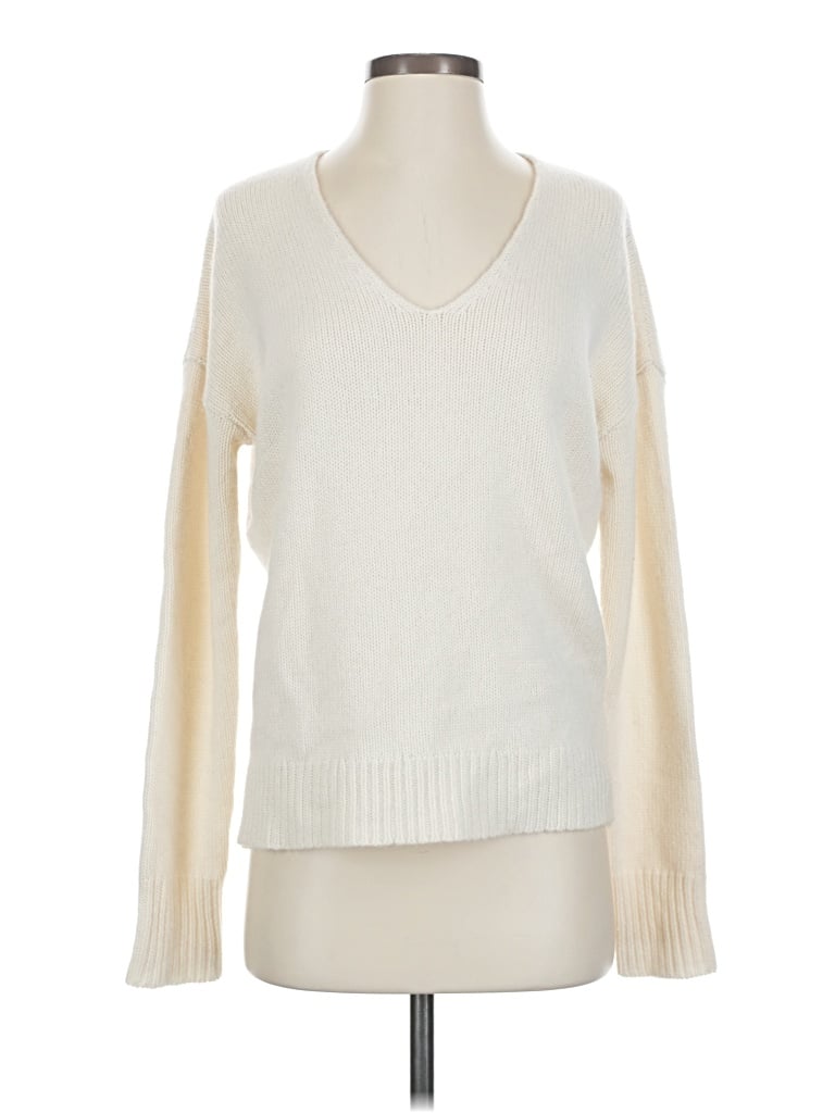 Pre-owned Theory Cashmere Pullover Sweater In White