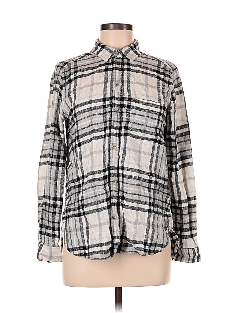 Pre-owned American Eagle Outfitters Long Sleeve Button Down Shirt In Silver