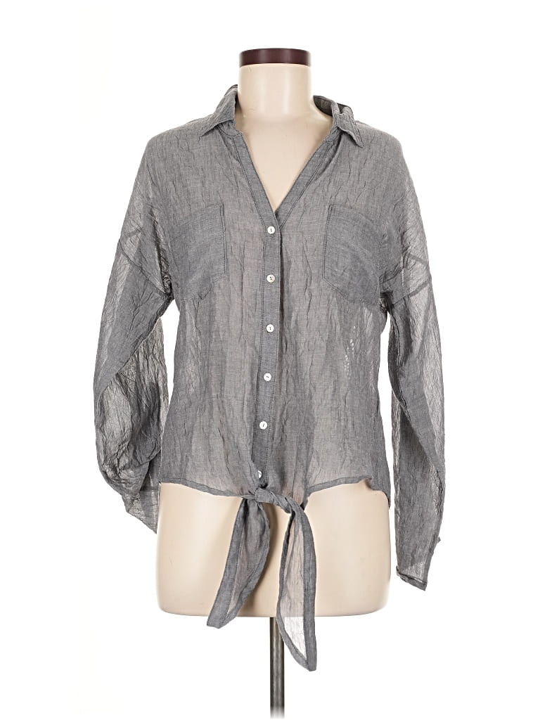Pre-owned Dylan Long Sleeve Blouse In Gray