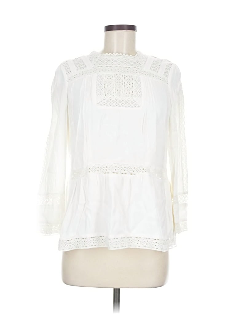 Pre-owned Point Sur 3/4 Sleeve Blouse In White