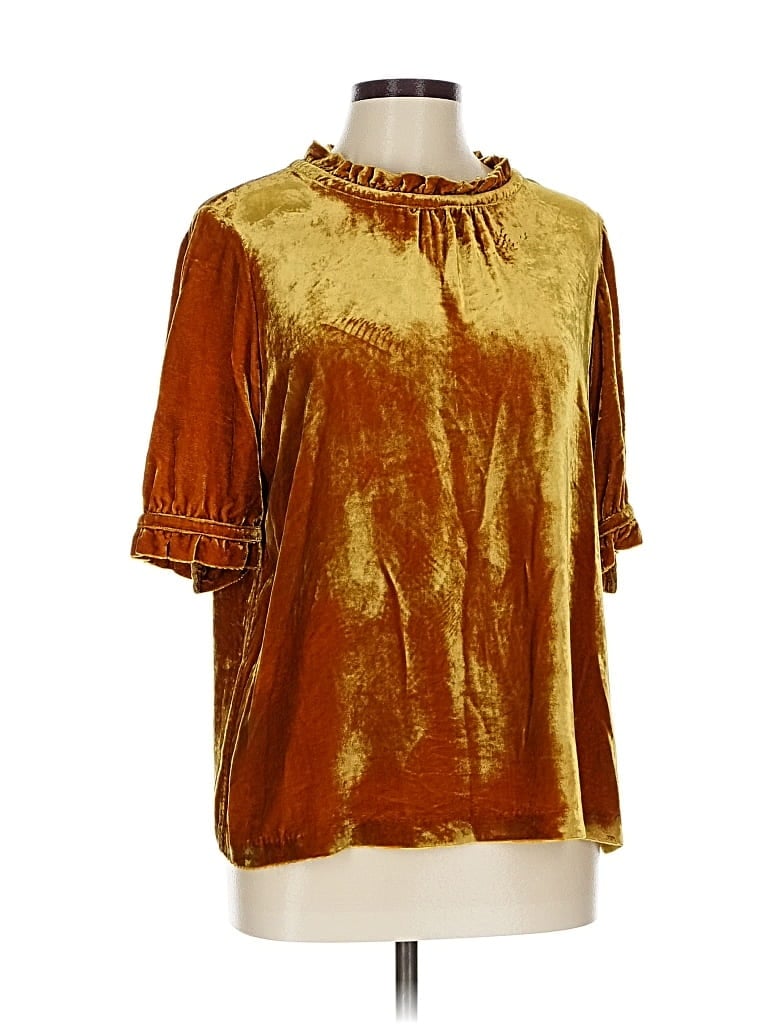 Pre-owned Boden Short Sleeve Blouse In Gold