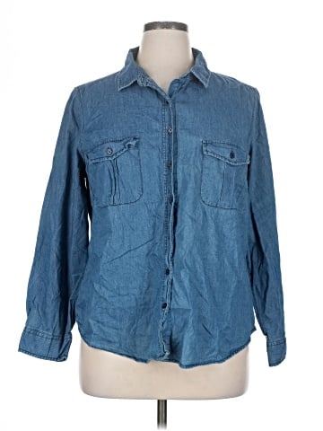 Per Se 3/4 Sleeve Button-Down Shirt (view 1)