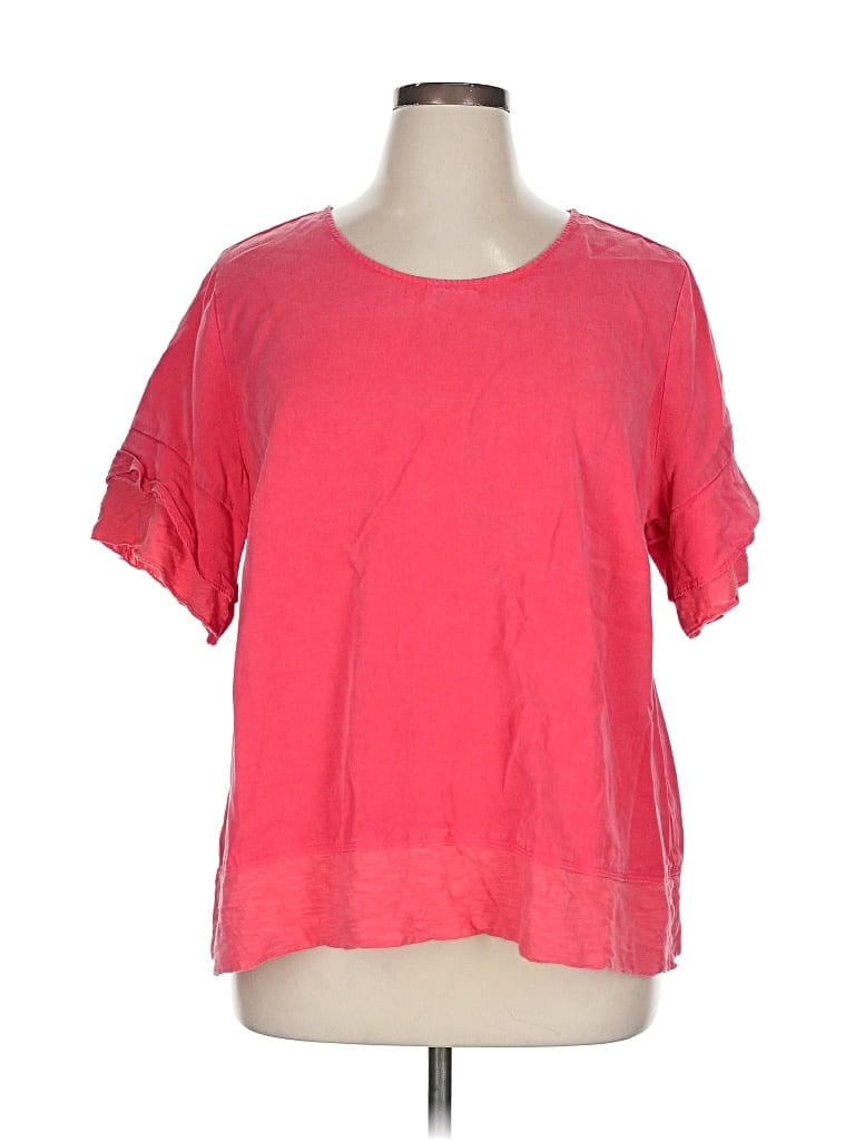 Pre-owned Soft Surroundings Short Sleeve Top Pink Crew Neck Tops