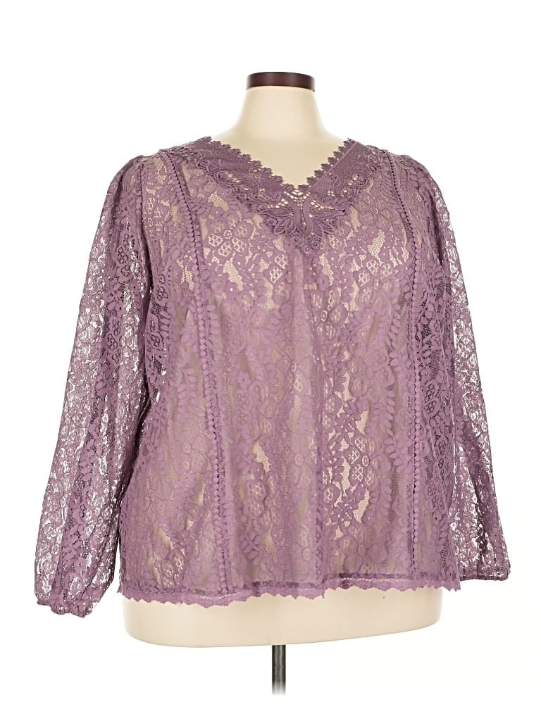 Pre-owned Torrid 3/4 Sleeve Blouse In Purple