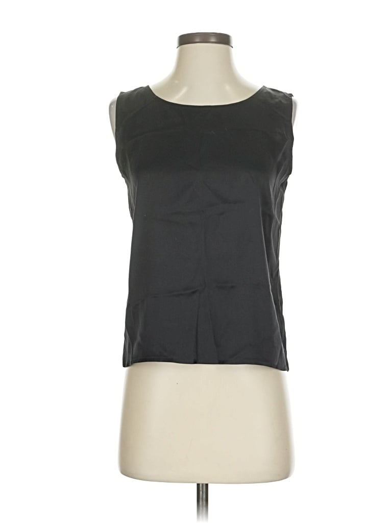 Pre-owned Diane Von Furstenberg Sleeveless Silk Top Black Boatneck Tops