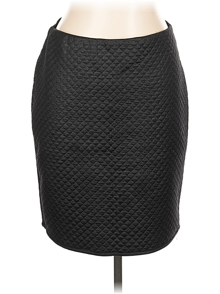 Pre-owned Max Studio Faux Leather Skirt In Black