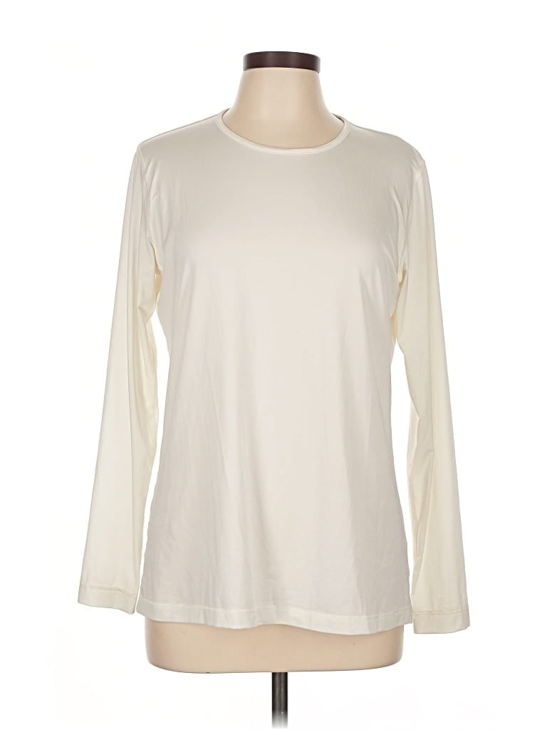 Pre-owned Lands' End Long Sleeve T-shirt In White