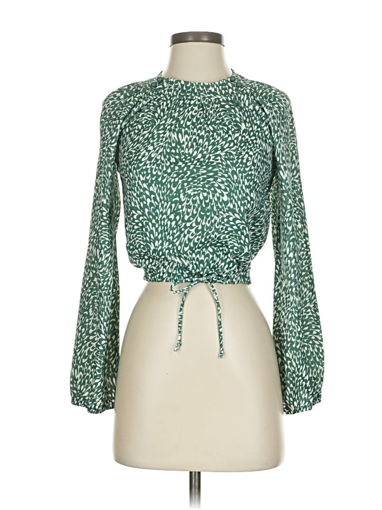 Pre-owned Unbranded Long Sleeve Blouse In Green