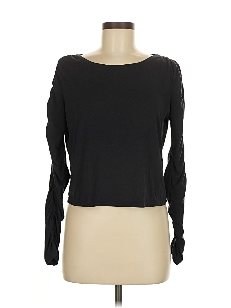 Pre-owned Athleta Long Sleeve Top Black Boatneck Tops