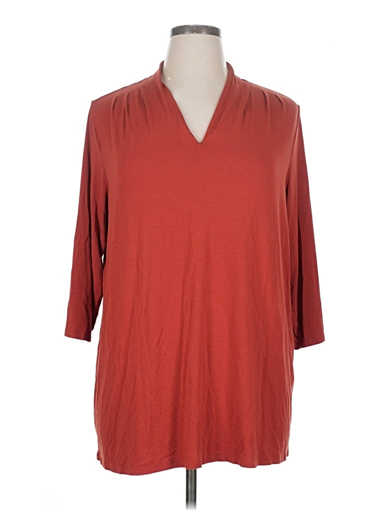 Pre-owned Jjill 3/4 Sleeve Top Red V Neck Tops