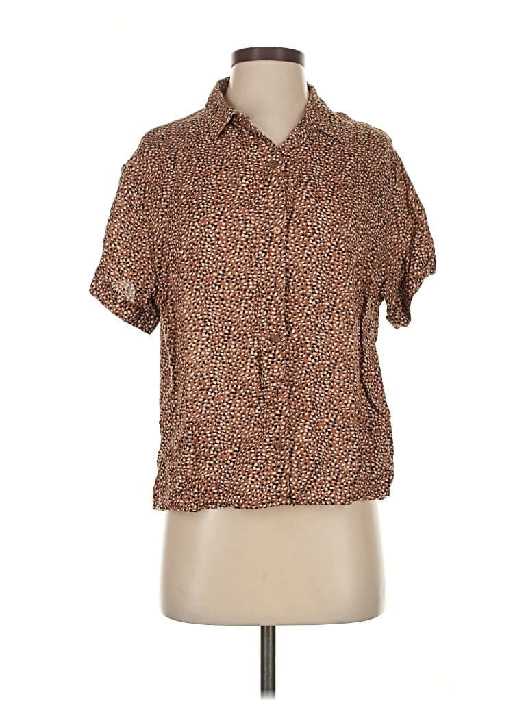 Pre-owned Tahari Short Sleeve Blouse In Brown
