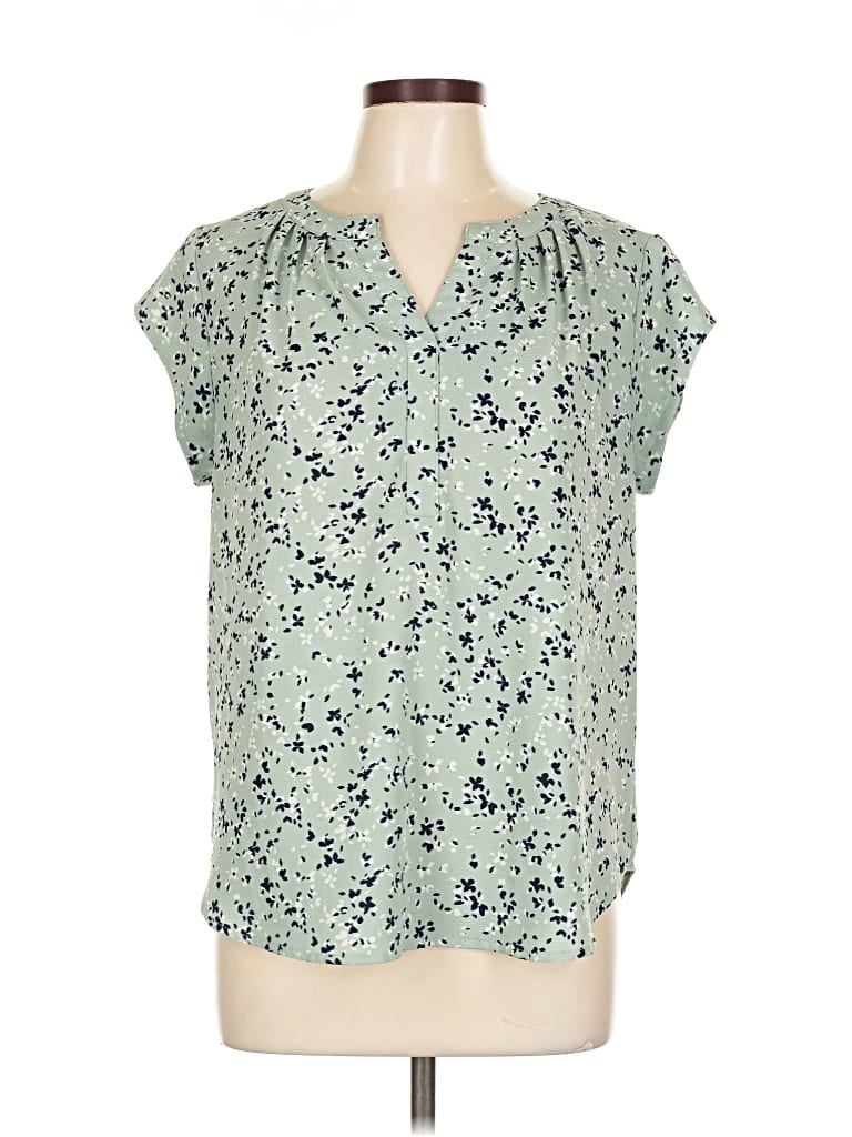 Pre-owned 41hawthorn Short Sleeve Blouse In Green