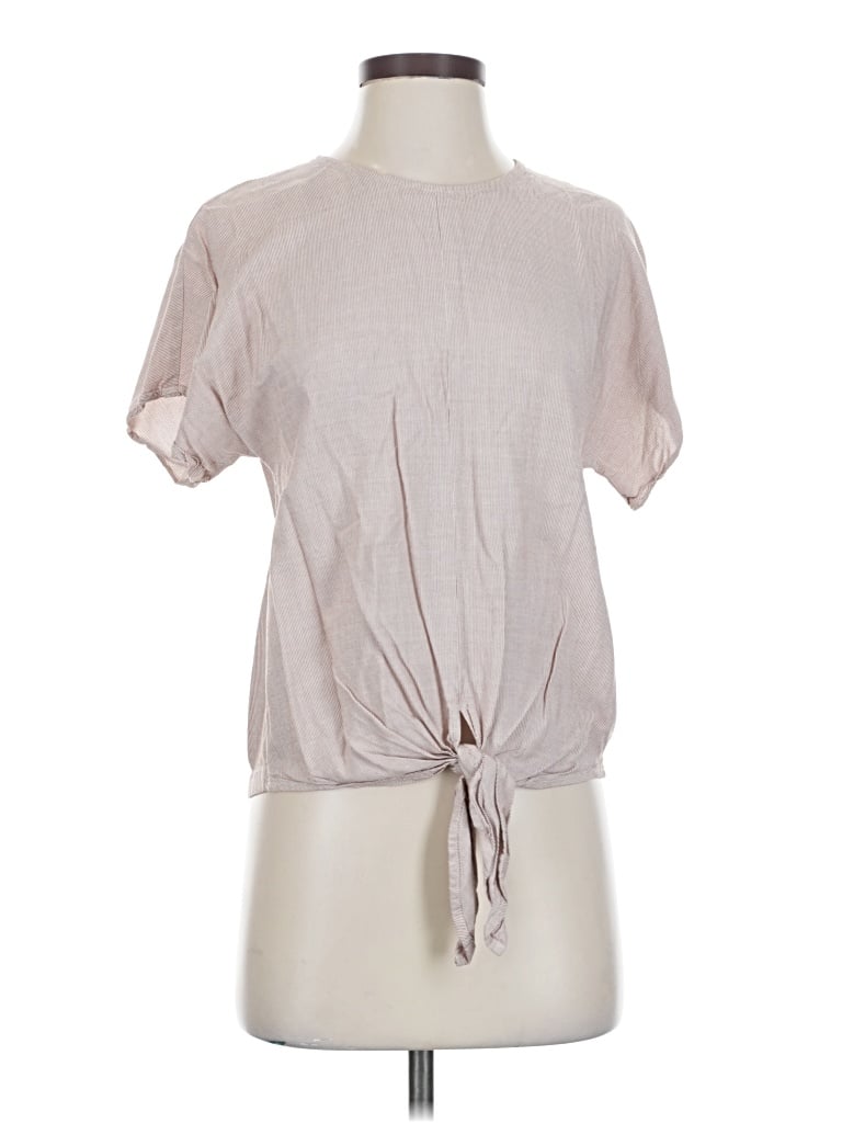 Pre-owned Madewell Short Sleeve Blouse In Gray