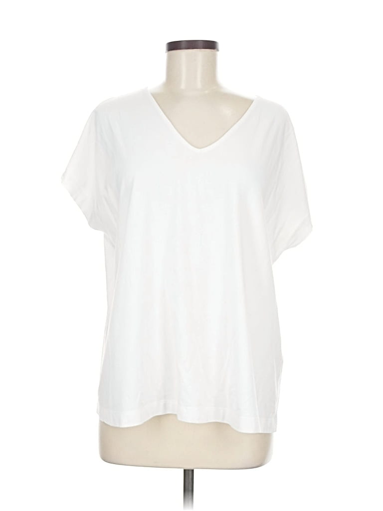 Pre-owned Jjill Short Sleeve Top White V Neck Tops