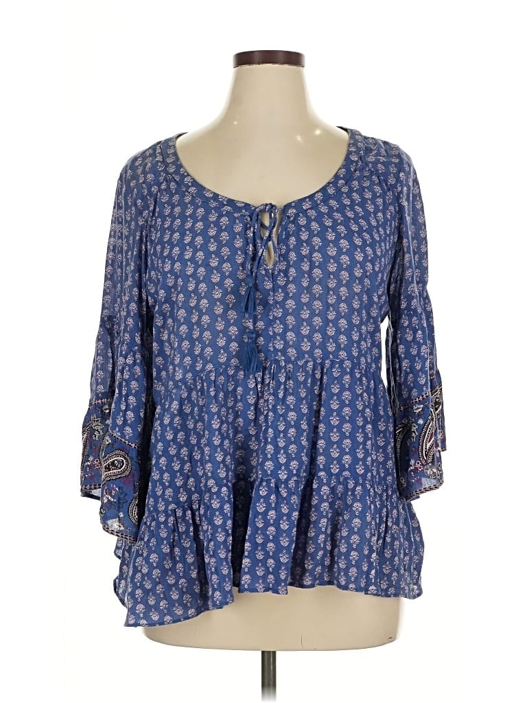 Pre-owned American Eagle Outfitters 3/4 Sleeve Blouse In Blue