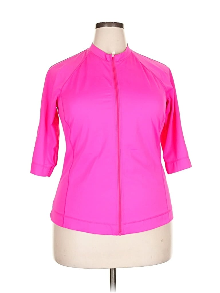 Pre-owned Lands' End Short Sleeve Blouse In Pink