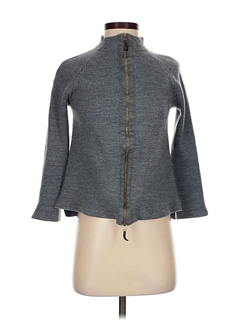 Pre-owned Lafayette 148 Wool Cardigan Sweater In Gray