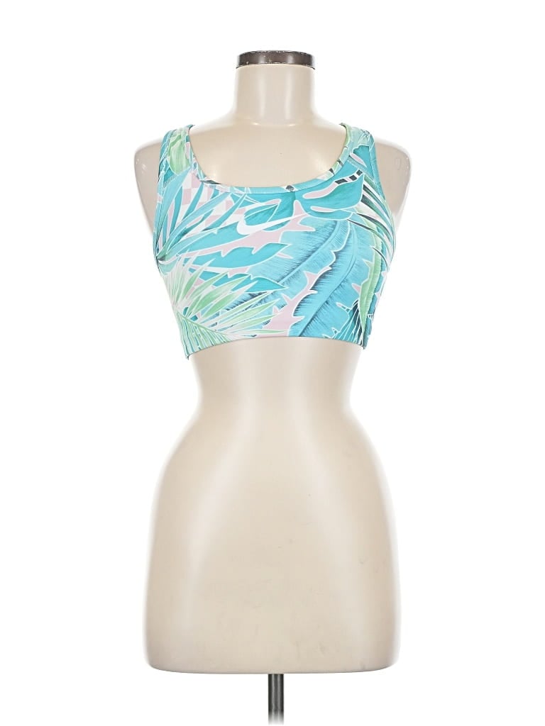 Pre-owned Nike Tank Top Teal Halter Neckline Tops In Blue