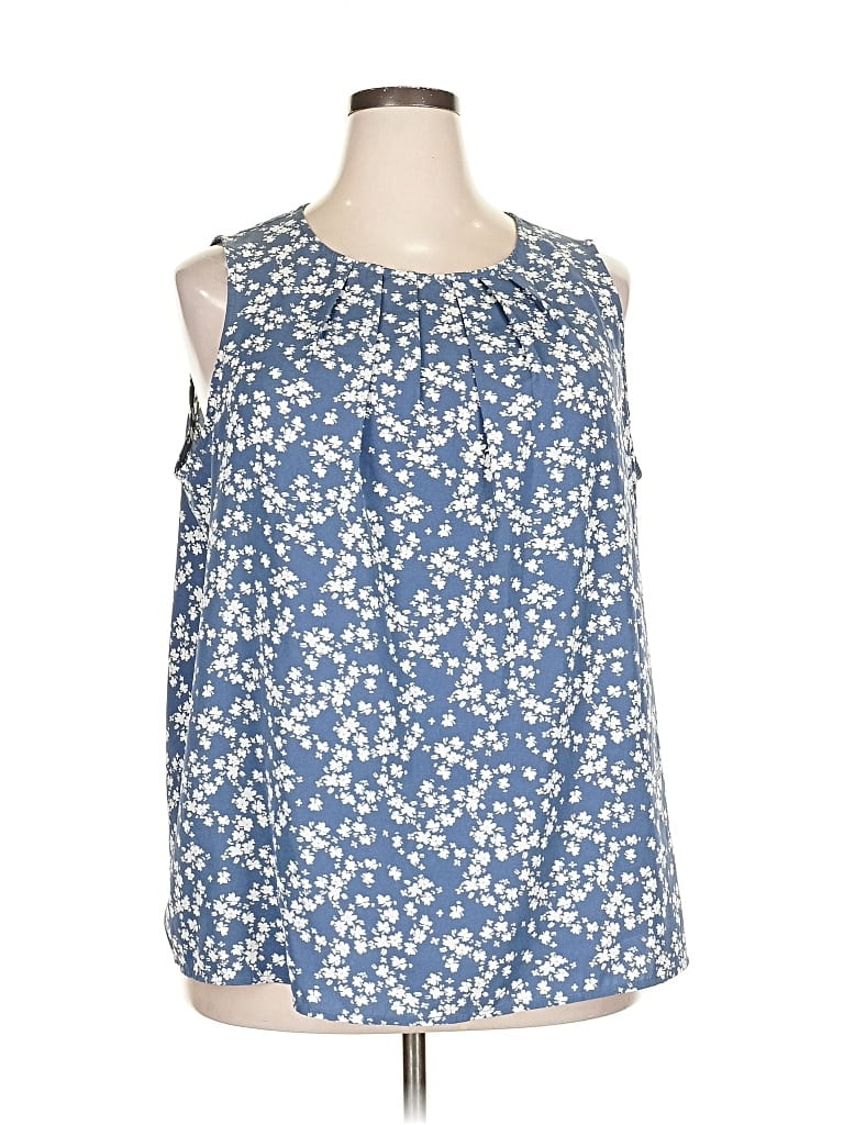 Pre-owned Monday Fun Sleeveless Blouse In Blue