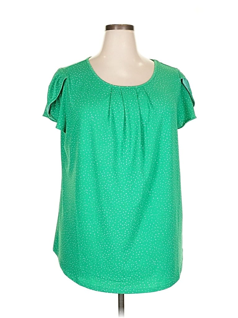 Pre-owned Adrianna Papell Short Sleeve Blouse In Green