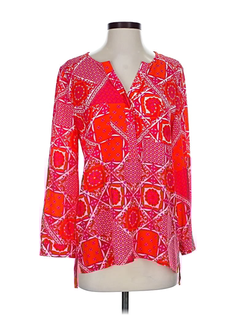 Pre-owned Joie 3/4 Sleeve Silk Top Red Square Neckline Tops