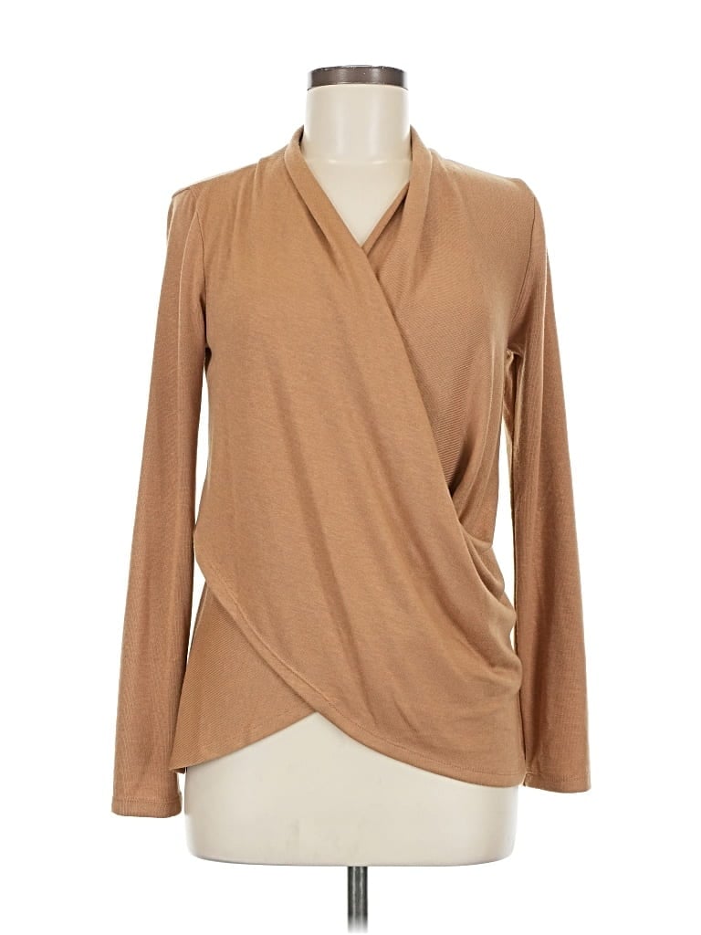 Pre-owned 1.state Long Sleeve Blouse In Brown
