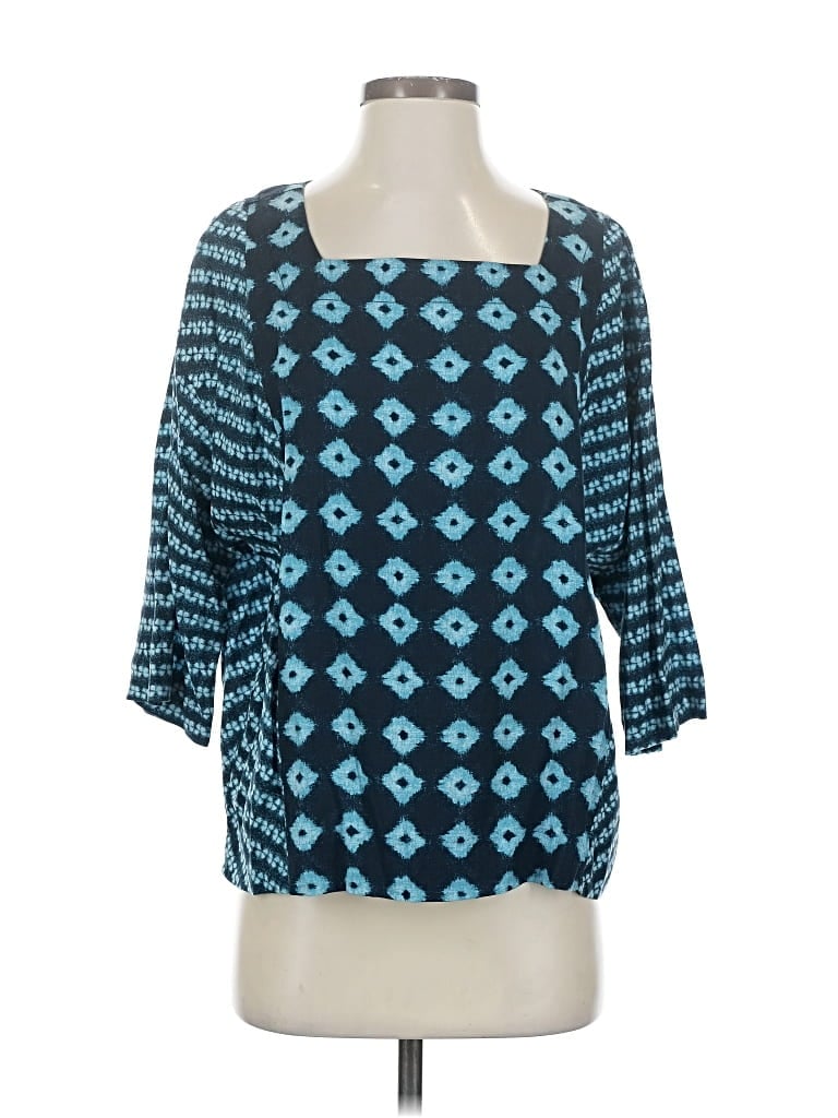 Pre-owned Purejill 3/4 Sleeve Blouse In Blue