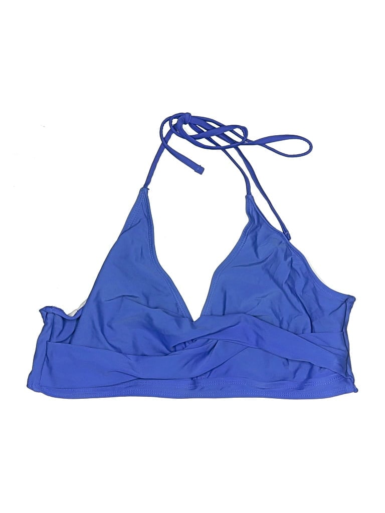 Pre-owned Unbranded Swimsuit Top Blue Solid Pattern Swimwear