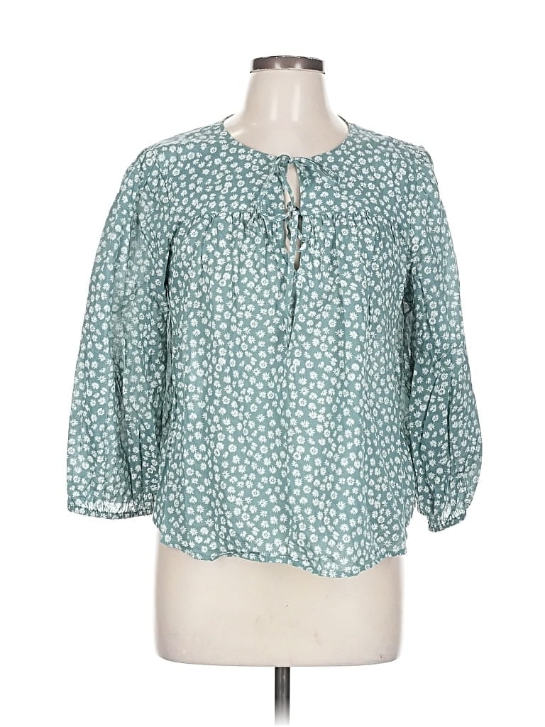 Pre-owned Gap 3/4 Sleeve Blouse In Blue
