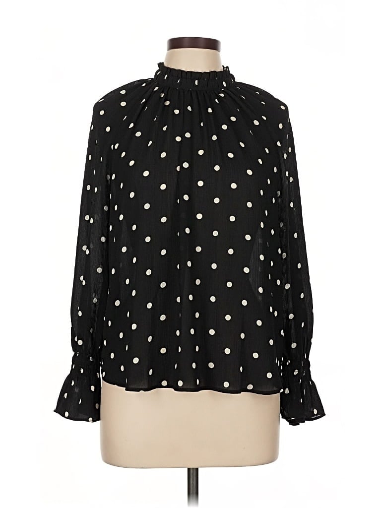 Pre-owned Ann Taylor Loft Long Sleeve Blouse In Black