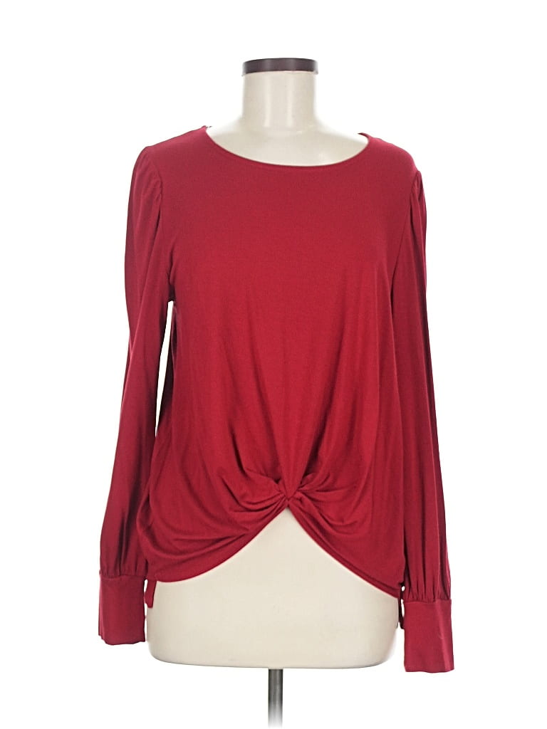 Pre-owned Karen Kane Long Sleeve T-shirt In Red