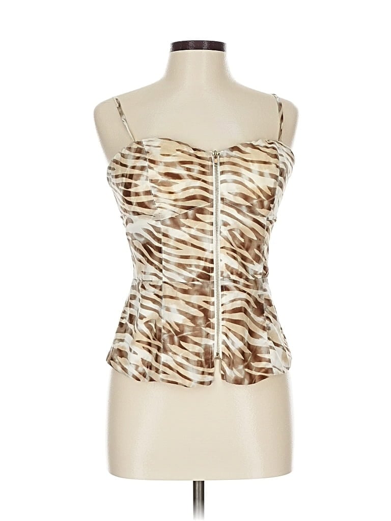 Pre-owned Guess Sleeveless Top Tan Strapless Neckline Tops In Brown