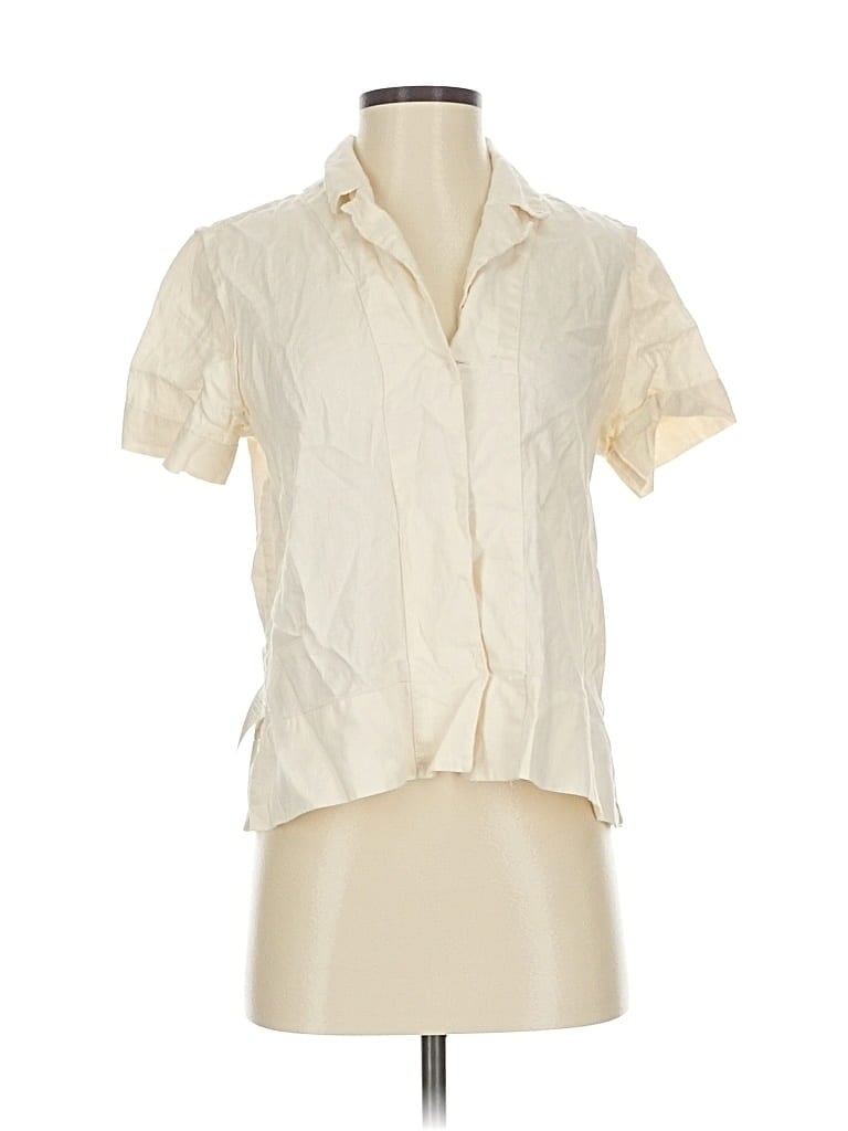 Pre-owned Everlane Short Sleeve Blouse In White