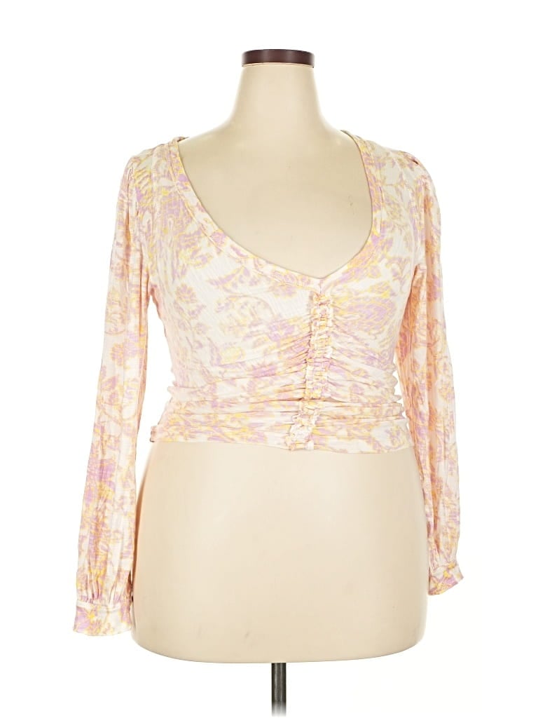 Pre-owned Free People Long Sleeve Blouse In Pink