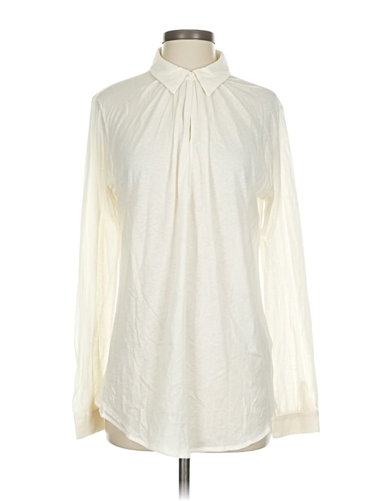 Pre-owned Majestic Long Sleeve Blouse In White