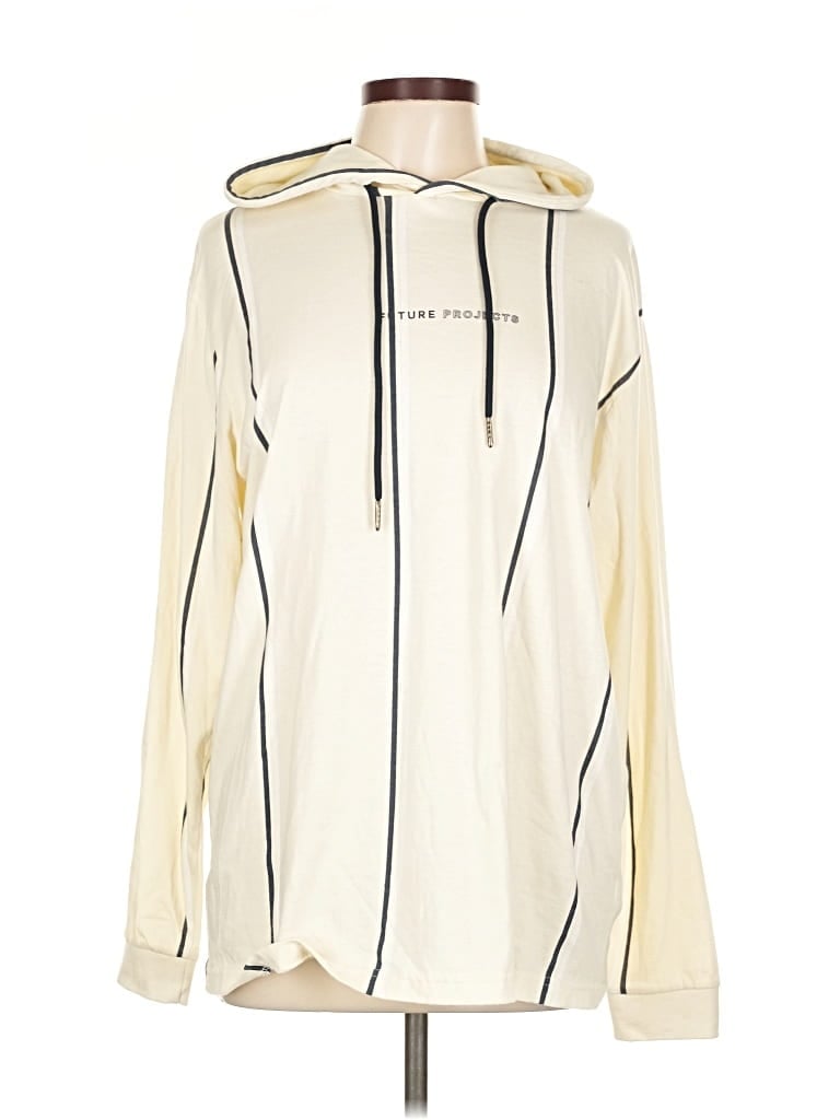 Pre-owned Denim And Flower Pullover Hoodie In White