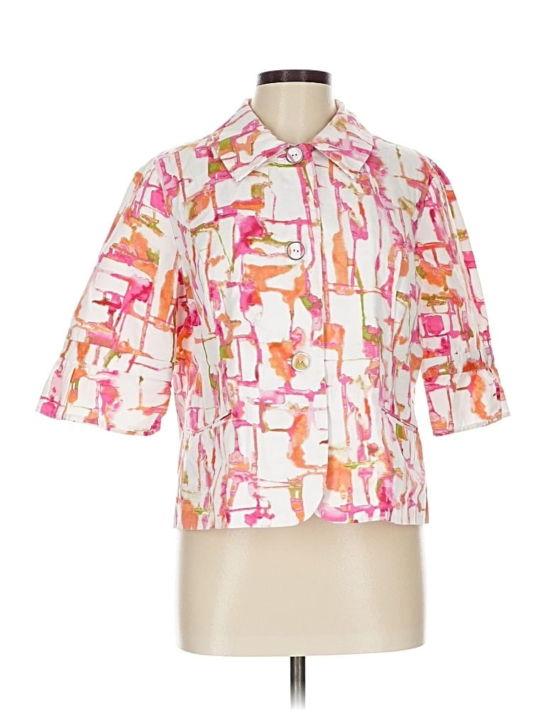 Pre-owned Chico's 3/4 Sleeve Button Down Shirt In Pink