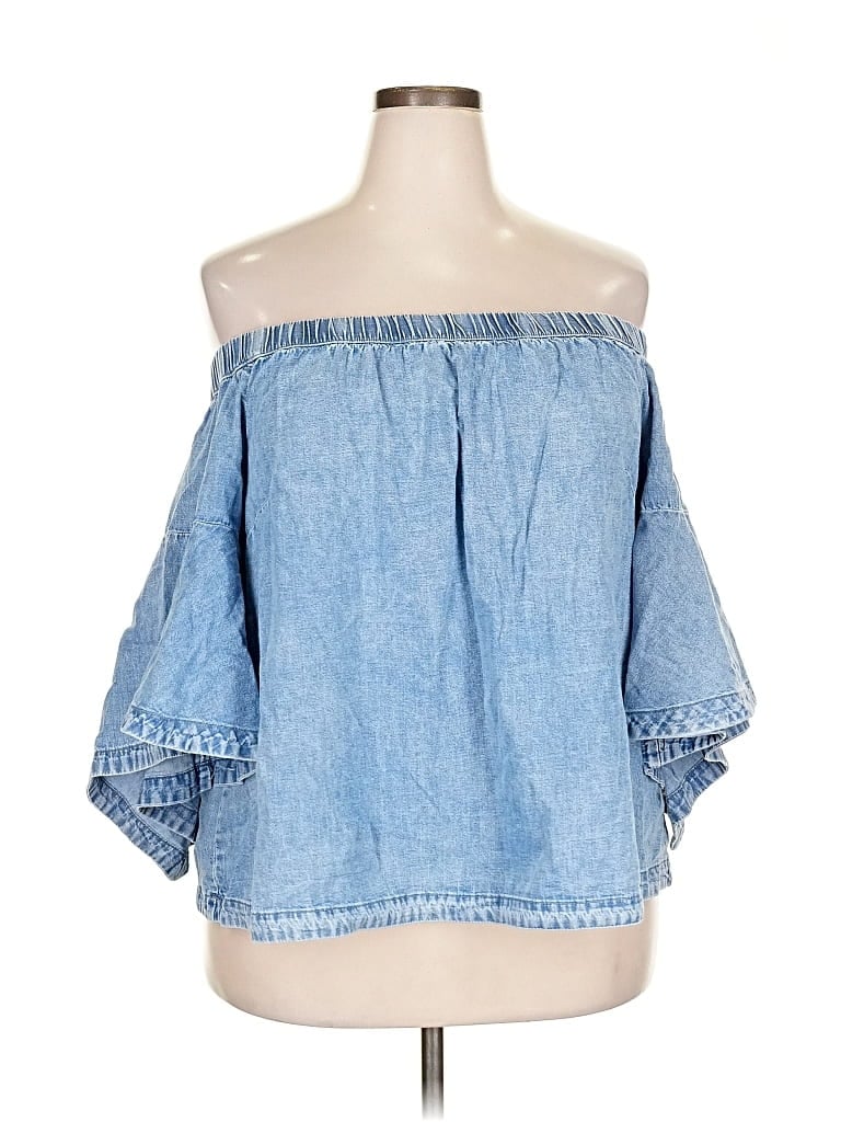 Pre-owned Lane Bryant 3/4 Sleeve Blouse In Blue