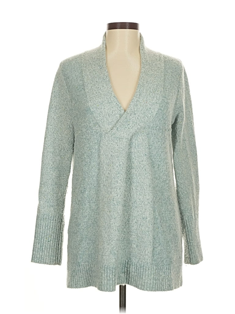LOU & GREY Pre-owned Long Sleeve Top Teal V Neck Tops In Blue