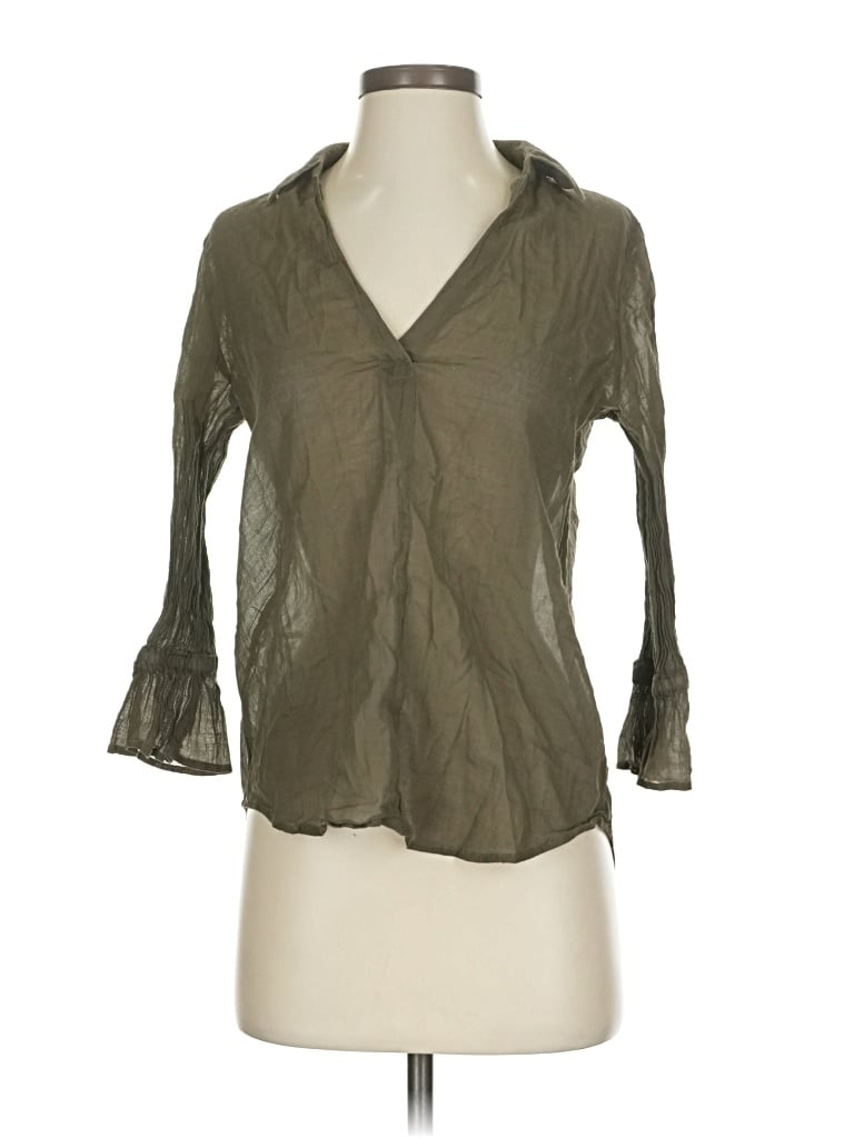 Pre-owned Express 3/4 Sleeve Blouse In Green