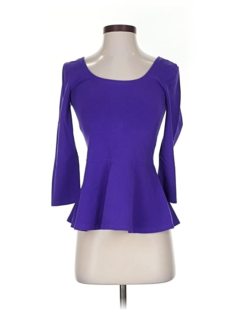 Pre-owned Express 3/4 Sleeve Top Purple Sweetheart Neckline Tops