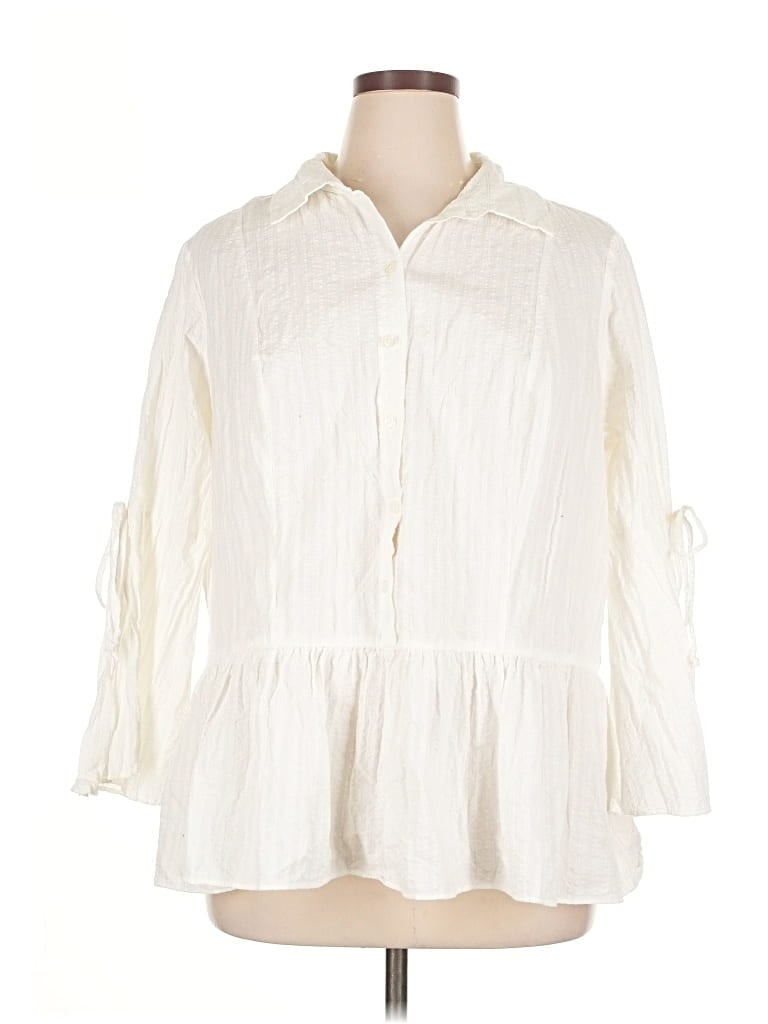 Pre-owned Style & Co 3/4 Sleeve Blouse In White