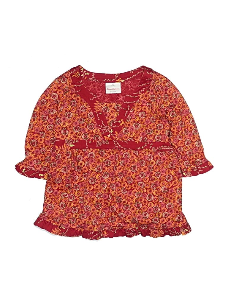 Pre-owned Hanna Andersson Kids' 3/4 Sleeve Blouse In Red
