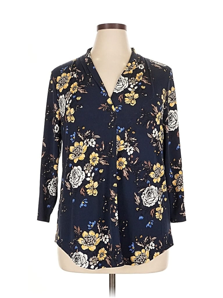 Pre-owned Charter Club 3/4 Sleeve Blouse In Blue