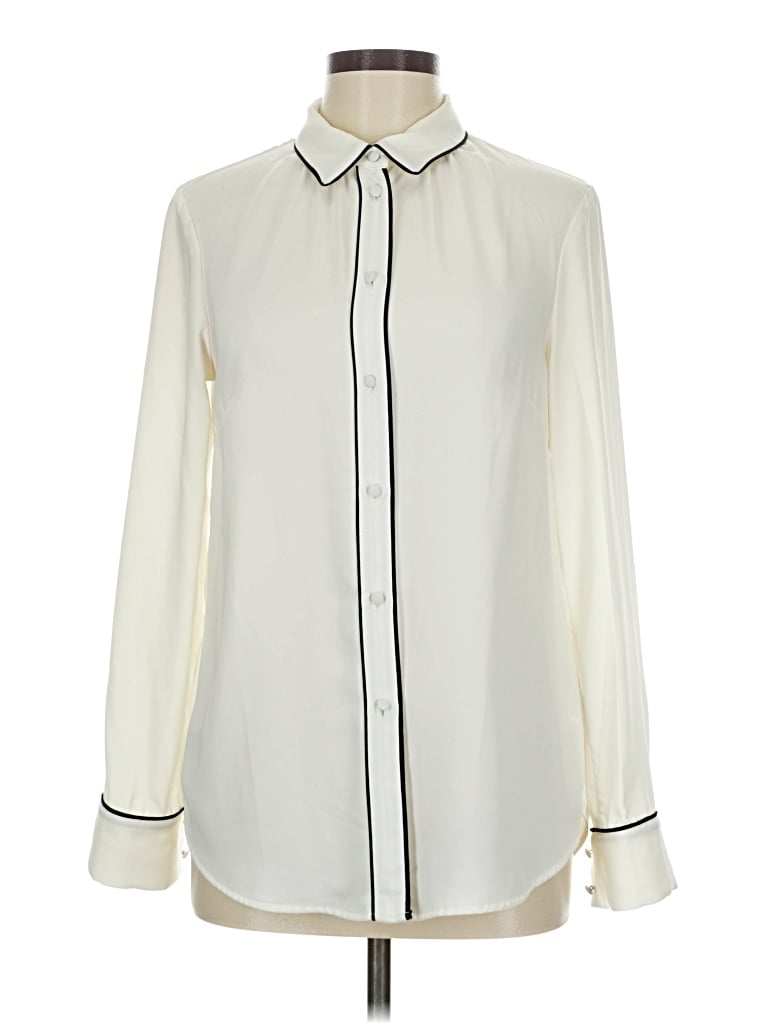 Pre-owned H&m Long Sleeve Blouse In White